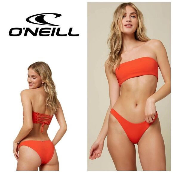 New. O’Neill orange bandeau bikini. M-top/XS-bottom - Picture 1 of 12